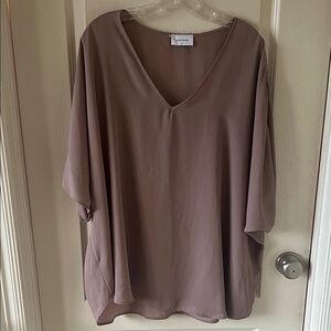 Adrienne Soft Taupe V-Neck Blouse